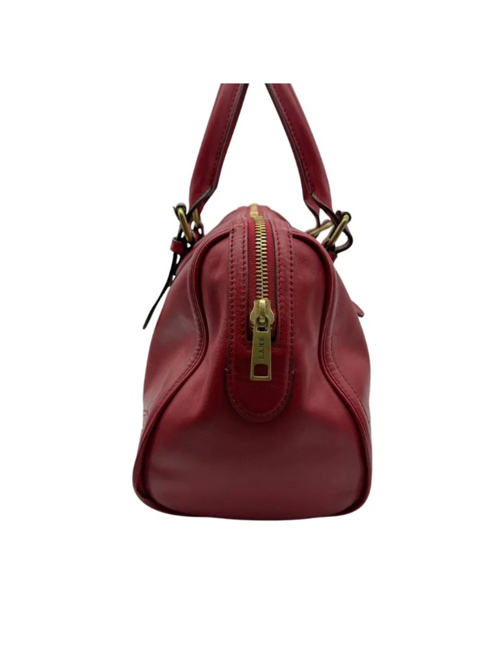 VTG LAMB red leather satchel hand bag Gwen Stefani barrel bag top handle pockets